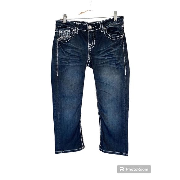 LA Idol Junior Capri Jeans in Dark Wash. Size 7 - Picture 1 of 7